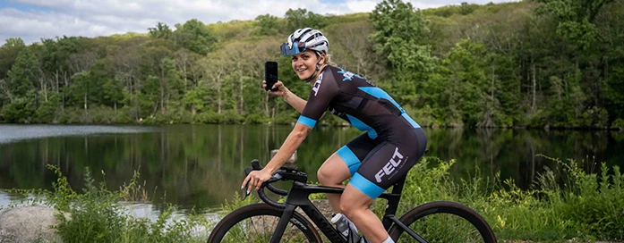 cycling by a lake